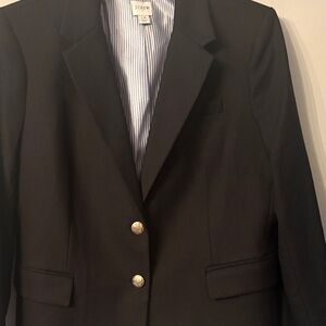 J. Crew Women's Black Blazer with Gold Buttons